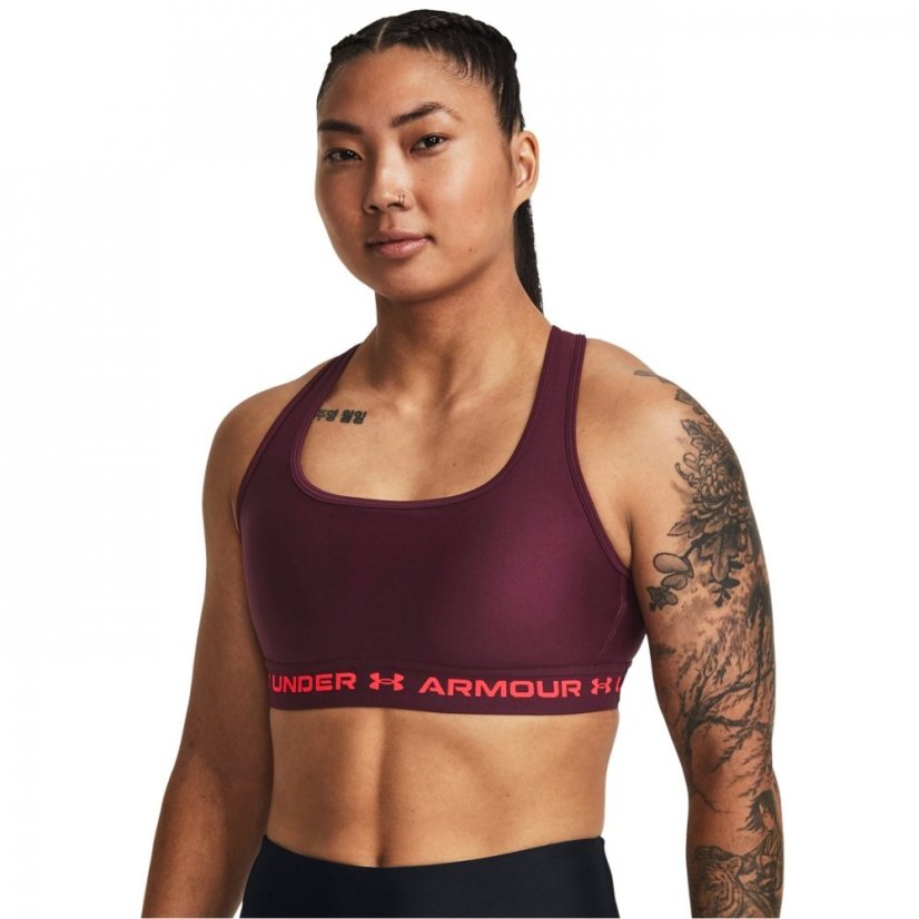 Under Armour Armour Medium Support Crossback Bra Womens Dark Maroon