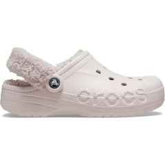 Crocs Women's Baya Lined Fuzz Strap Mule Slippers Barely Pink