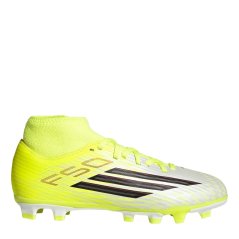 adidas Kids' F50 Club Mid Cut F50 Firm Ground Football Boots Solar Yellow