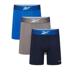 Reebok Mens 3 pack Trunks Waite Navy/Grey/Blue
