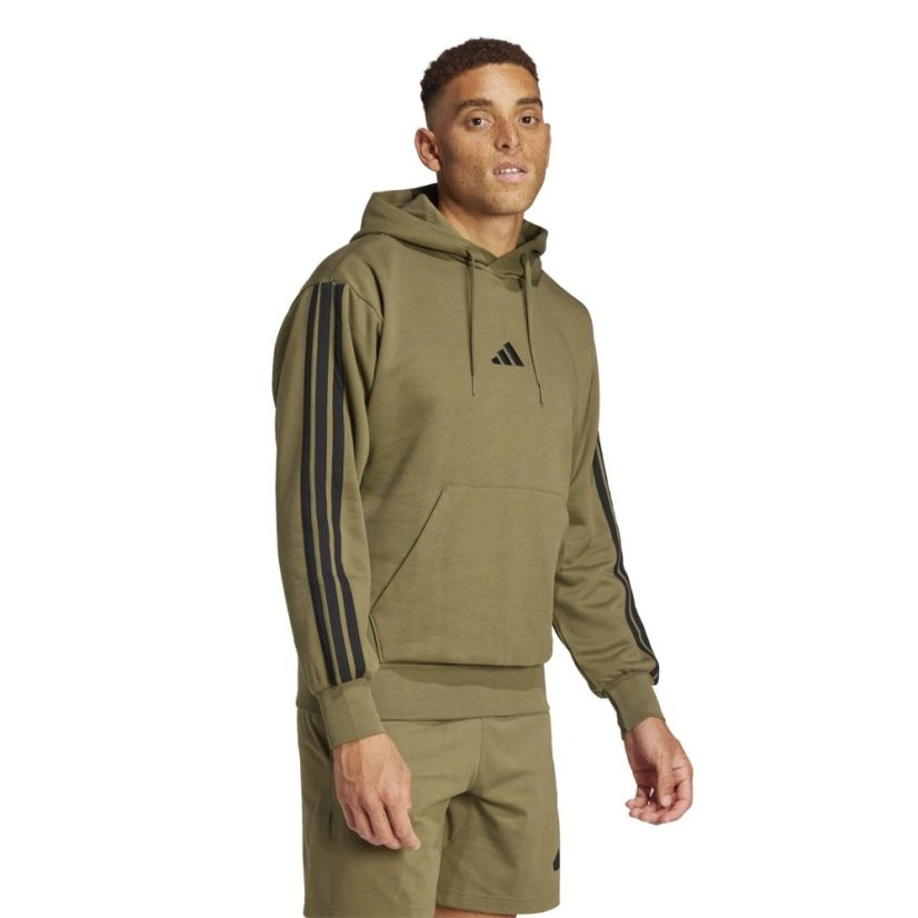 adidas Essentials Fleece 3-Stripes pánska mikina Olive Strata
