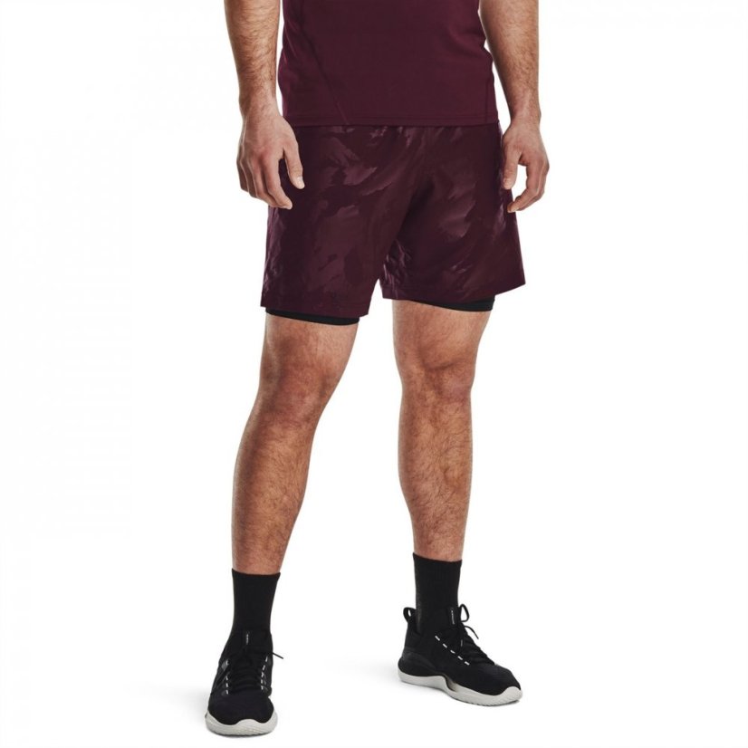 Under Armour Men's Emboss Performance Gym Shorts Maroon