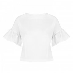 Miso Ruffle Sleeve T Shirt White