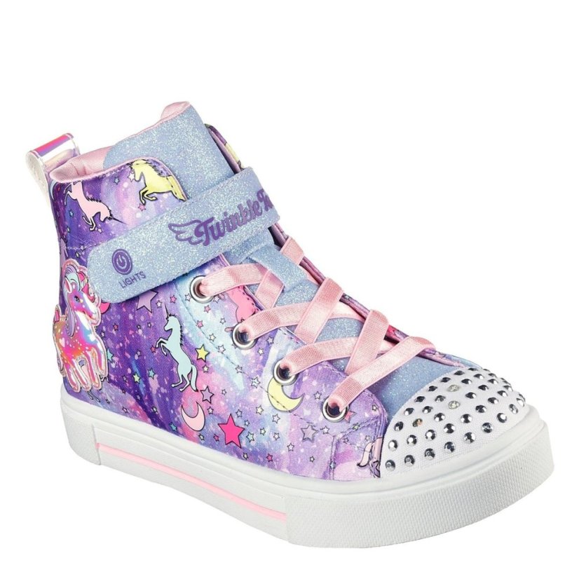 Skechers Tinsel Unicorn Gore & Strap Sneaker High-Top Trainers Girls Purple/Multi