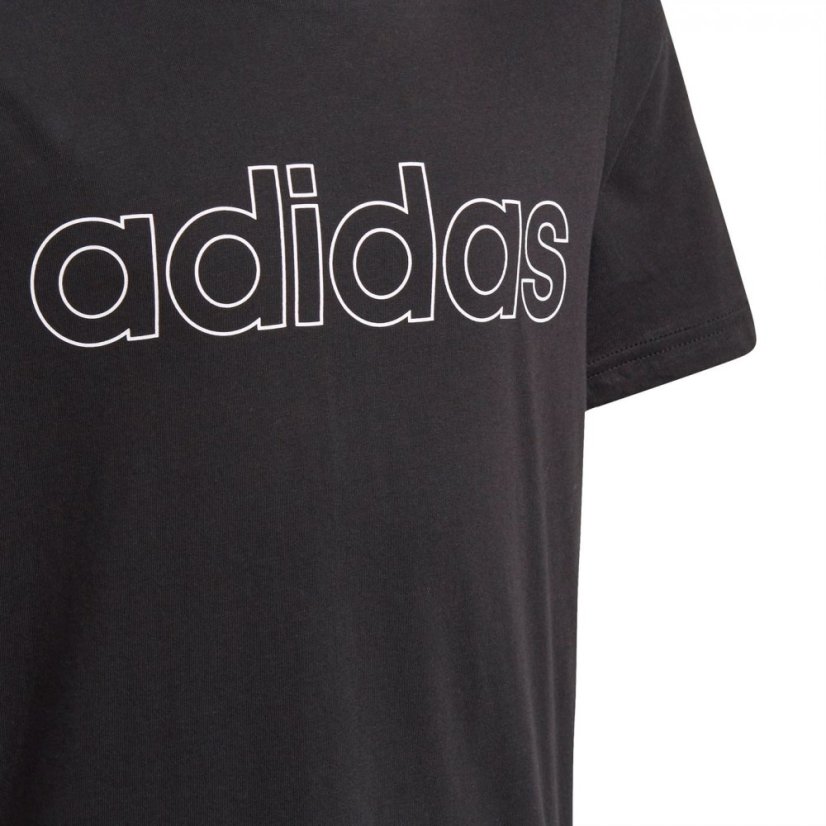 adidas Logo T Shirt Junior Blk/Wht Linear