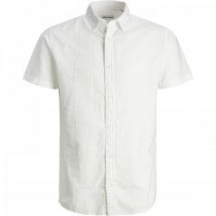 Jack and Jones Linen Blend Short Sleeve Shirt White