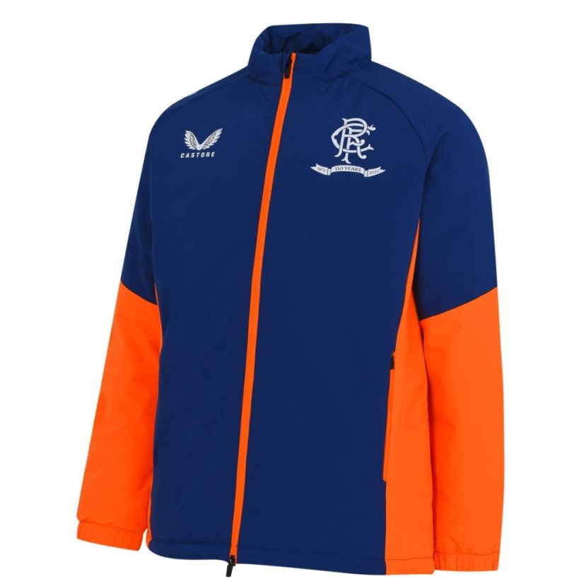 Castore Rangers Bench Jacket 2021 2022 Mens Navy/Orange