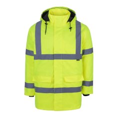 Dunlop Men's Waterproof Wind Resistant Reflective Long Sleeve Hi-Vis Jacket Yellow