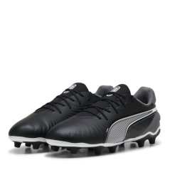 Puma King Match Junior Firm Ground Football Boots Black/White