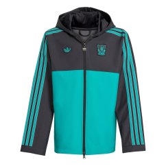 adidas Kids' Terrace Icons Liverpool Long Sleeve Licensed Rain Anorak Black/Green