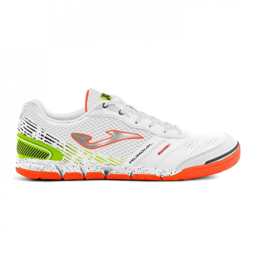 Joma Mundial Leather Indoor Football Trainers White/FluOrange