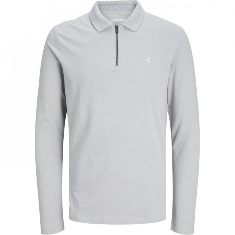 Jack and Jones Long Sleeve Polo Shirt 2 Pack Grey/Navy Blazer