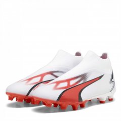 Puma Ultra Match Laceless Firm Ground Football Boots White/Pink