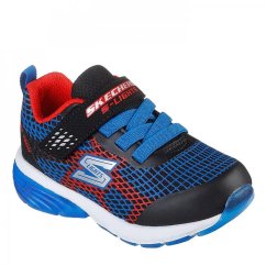 Skechers Lighted Gore & Strap Sneaker Clear Low-Top Trainers Boys Black/Red/Blue