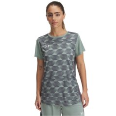 Under Armour Women's Challenger Print Short-Sleeve Performance T-Shirt Silica Green