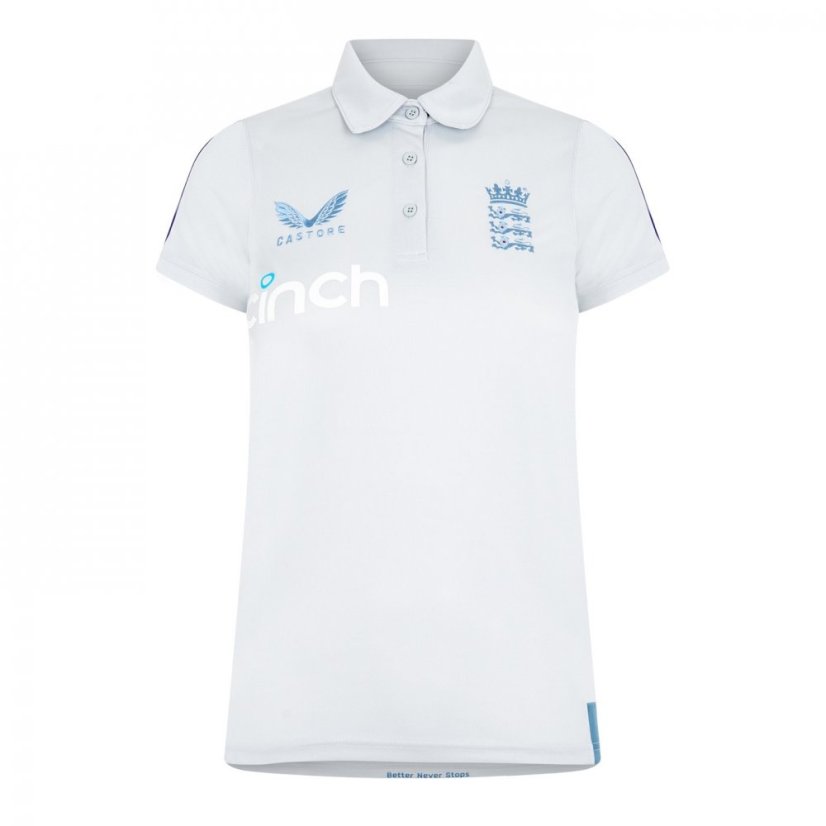 Castore England Cricket Women's Training Polo Pearl Blue