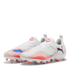 Puma Future 8 Match Laceless Childrens Firm Ground Football Boots White/Black/Red