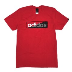 adidas Ripped Linear QT T Shirt Mens Red/Wht/Blk