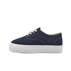 Miss Fiori Lace Flatform Ladies Canvas Shoes Navy