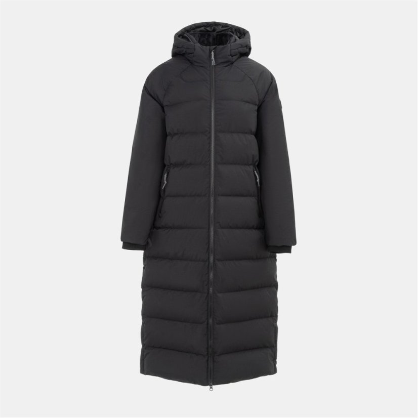 Karrimor Womens Helix Wind Resistant Long Hooded Down Jacket Black