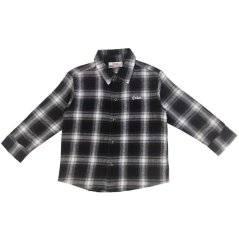 Star Kids' Long-Sleeve Flannel Patterned Shirt Black/White