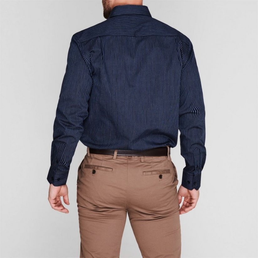 Pierre Cardin Long Sleeve Shirt Mens Navy Stripe