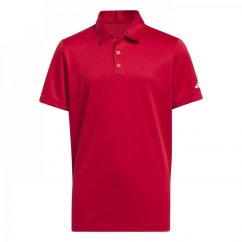 adidas 3 Stripe Polo Shirt Junior Boys Collegiate Red
