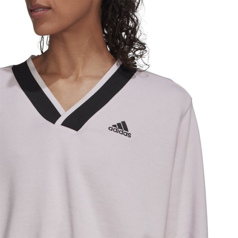 adidas Cropped V-Neck Sweatshirt Almost Pink