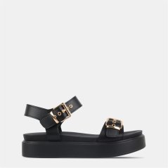Miso Women's Chunky Strap Flat Sandals Black/Gold