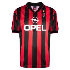 Score Draw AC Milan 1996 Retro Home Football Shirt Adults Red/Black