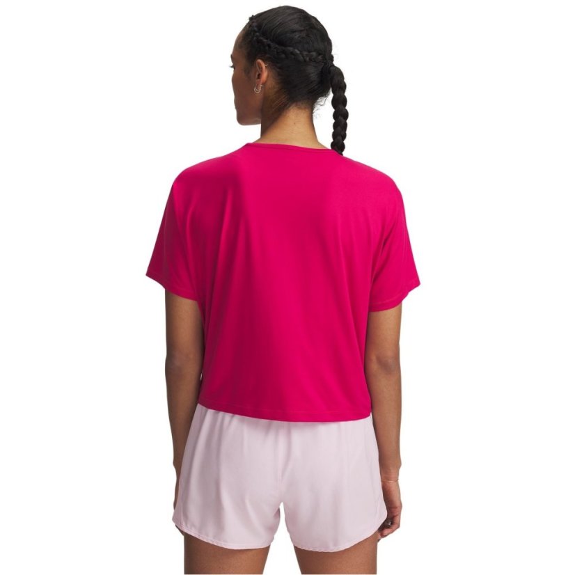 Under Armour Women's Motion Short-Sleeve Performance Gym Top Fuchsia/White