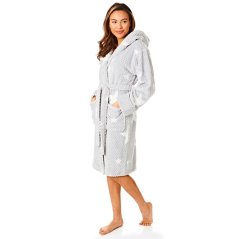 Light and Shade Supersoft Fleece Dressing Gown Robe Womens Grey