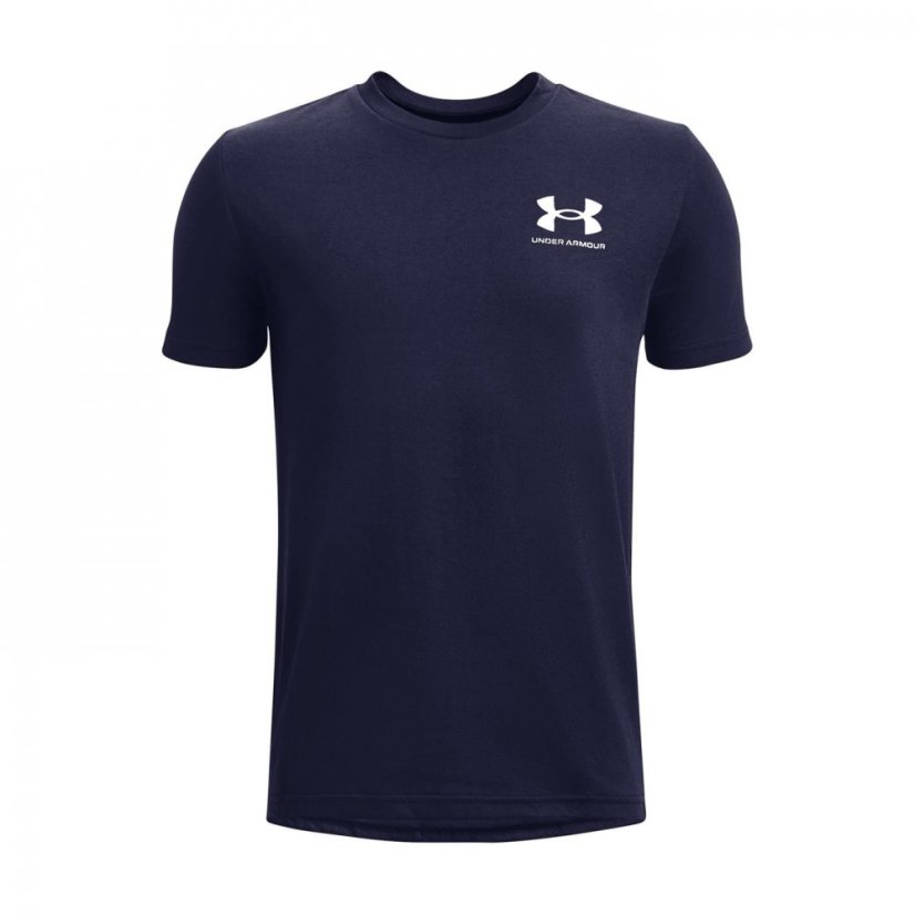 Under Armour Armour UA Left Chest Logo Short Sleeve Boy's Navy/Grey