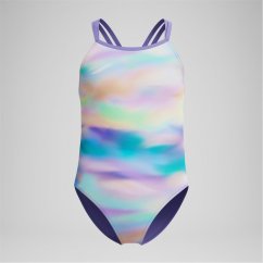 Speedo Kids' Printed Twin One Piece Swimsuit Purple Mist