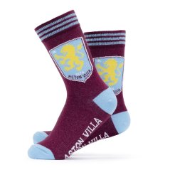 Team Aston Villa Officially Licensed Crest White Socks Size 7-11 Unisex Aston Villa FC