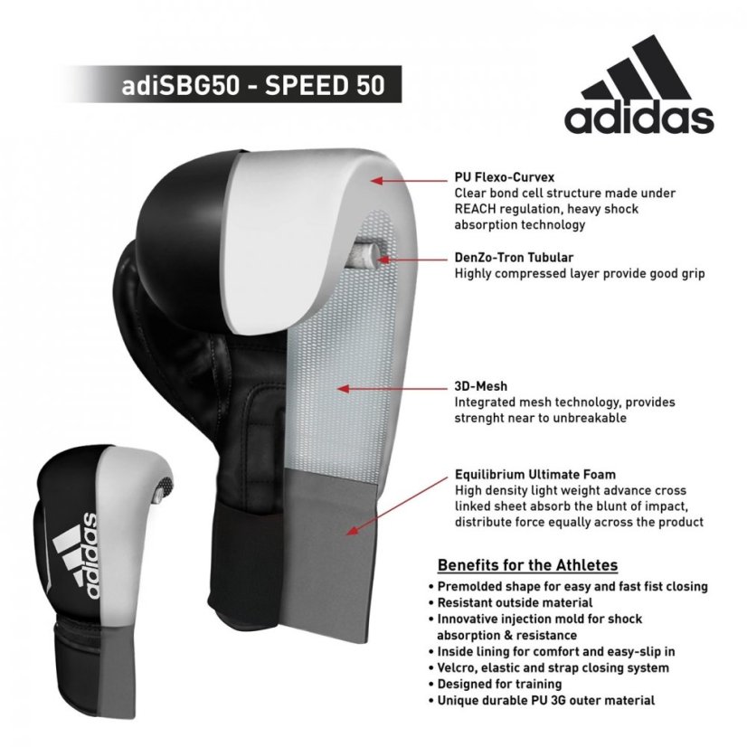 adidas Speed 50 Training Boxing Gloves Black