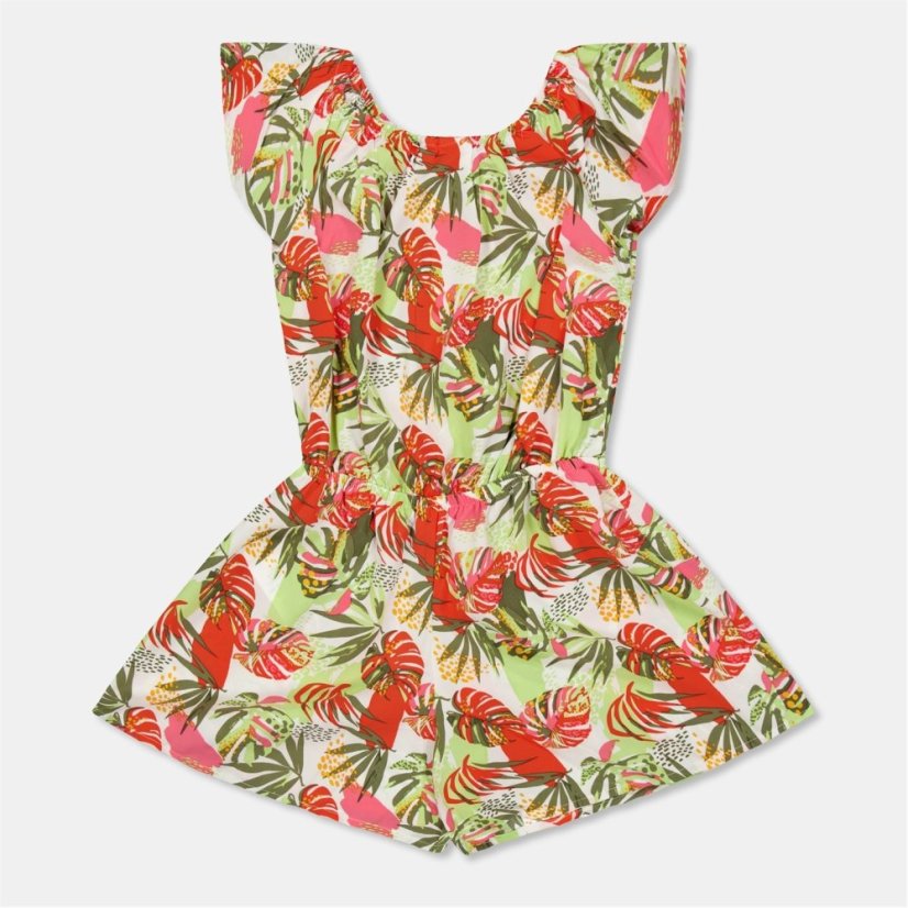 Name It Kids' Short-Sleeve Playsuit White/Tropical