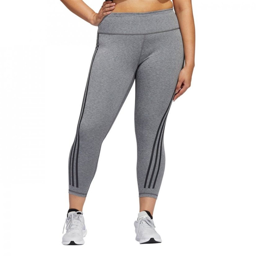 adidas Optime TrainIcons 3-Stripes 7/8 Leggings (Plus Size) Womens Dgreyh