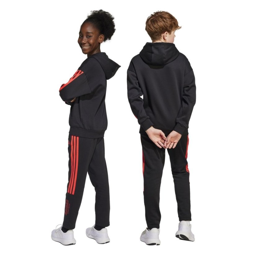 adidas Unisex Kids' Hot Closed Hem Fleece Joggers Black/Lucid Red