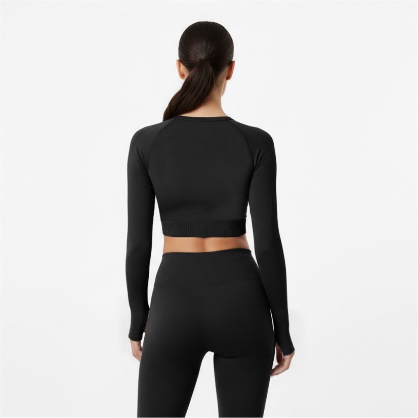 USA Pro Long Sleeve Seamless Crop Top Black