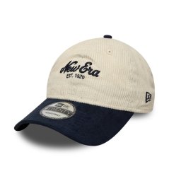New Era 9TWENTY Cord and Suede Adjustable Baseball Cap NE Cream / Navy