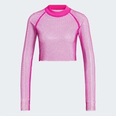 adidas Crystal Mesh Cover-Up Long-sleeve Top Womens Pink