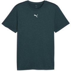 Puma Men's Heather Cat Short Sleeve Performance Gym Top Green Heather