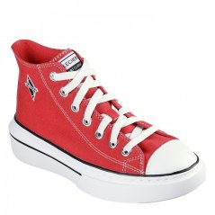 Skechers Canvas Mid Top Lace-Up W Air-Cooled High-Top Trainers Womens Red Cnv/Wht/Blk