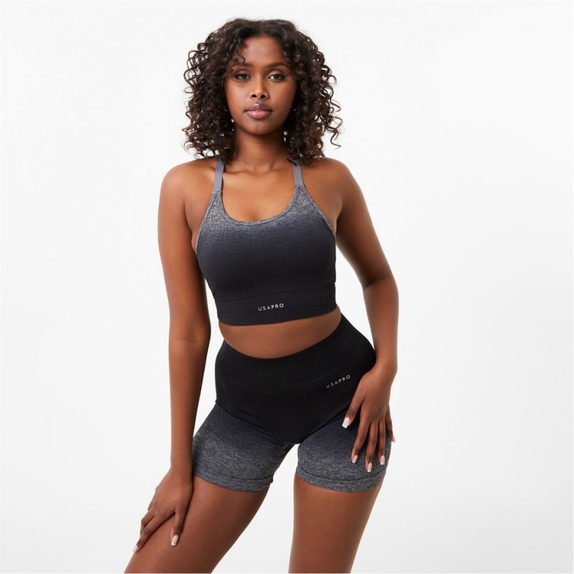 USA Pro Ombre Seamless Sports Bra Black Ombre