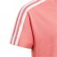 adidas 3 Stripe T Shirt Junior Girls Hazy Rose/White