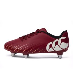 Canterbury Speed Juniors Soft Ground Rugby Boots Red Dahlia