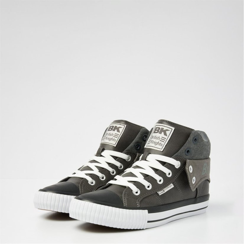 British Knights Roco Fold PU High Tops Juniors Dk Grey/Black
