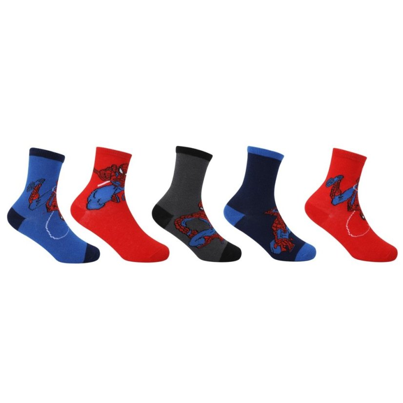 Character Crew Sock 5pk Junior Spider-Man