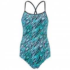 Slazenger Tie Back Swimsuit Womens Blue/Black